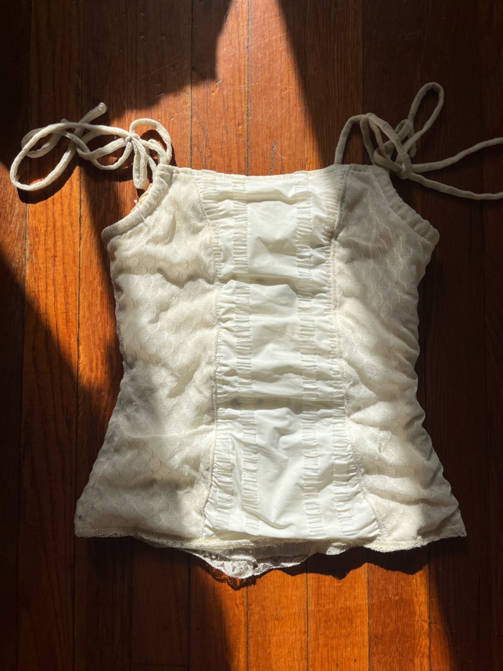 Women’s Cream Ruffled Button-Front Camisole Top - Picture 2 of 6